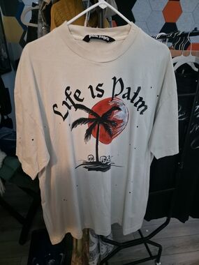 Palm Angels Cream Graphic Tee